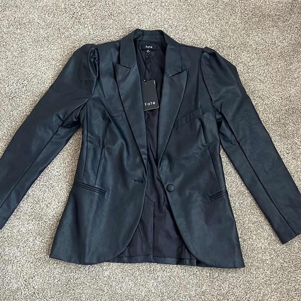 Faux Leather Blazer